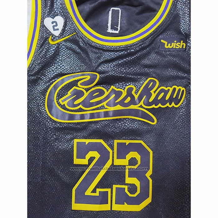Maillot Los Angeles Lakers LeBron James #23 Crenshaw Black Mamba Noir